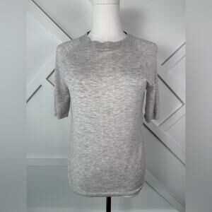 Vince Heather Gray Easy Short Sleeve Wool & Cashmere Blend Sweater Size Medium